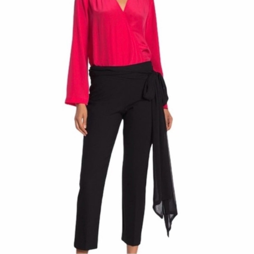 Trina Turk Black Runway Waist Tie Trousers 12